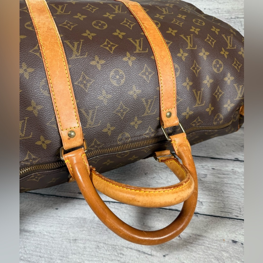 Louis Vuitton Keepall 50 Bandouliere brown monogram leather duffle travel bag - Picture 7 of 16